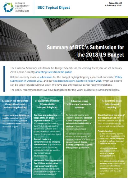 Issue 34: Summary of BEC’s Submission for the 2018-19 Budget